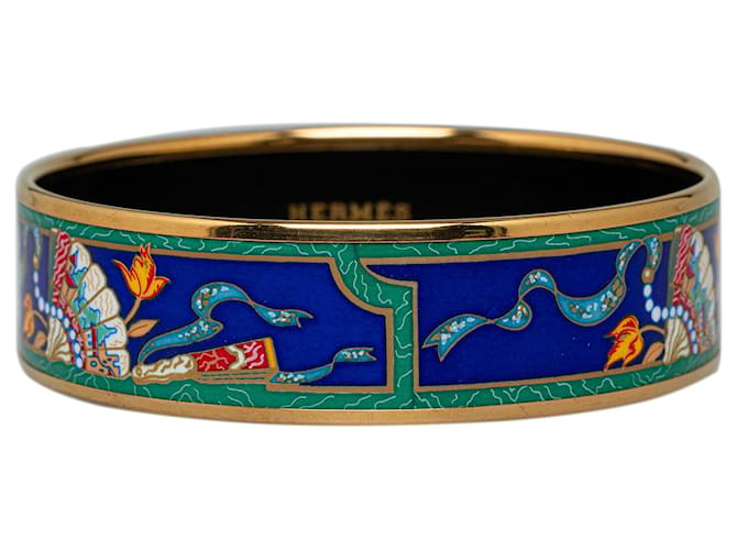 Hermès Brazalete de disfraz con brazalete ancho de esmalte azul de Hermes Metal  ref.1256087
