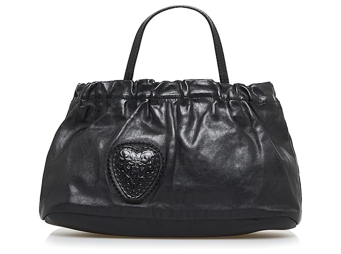 Bolso satchel negro con escudo de Gucci Cuero  ref.1256095
