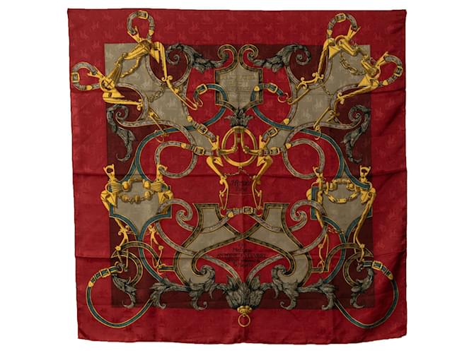 Hermès Sciarpe di seta rosse Hermes Par Mefsire Antoine De Plvvinel Rosso  ref.1256131