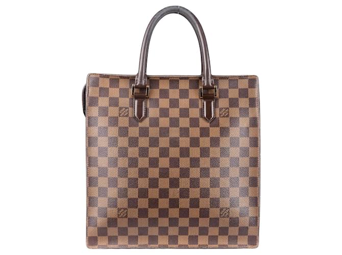 Louis Vuitton Damier Ebene Venice Sac Plat Handbag Brown Cloth  ref.1256142