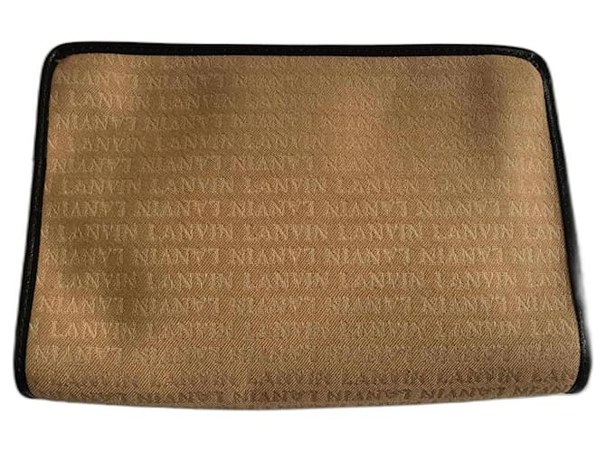 Lanvin Clutch bags Light brown Dark brown Leather Cloth  ref.1256176