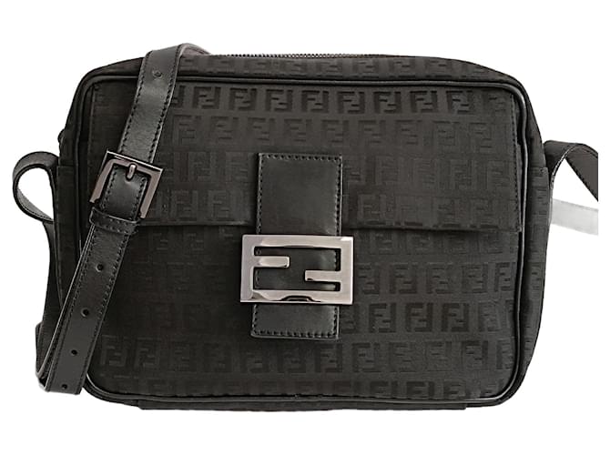 Fendi Camera shoulder bag in black Zucchino canvas Cloth  ref.1256261