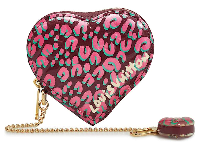 Louis Vuitton Red x Stephen Sprouse Leopard Heart Coin Pouch Leather Patent leather  ref.1256289