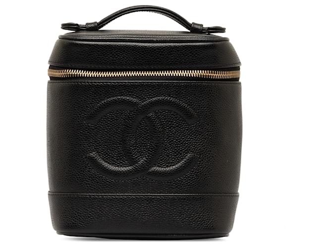 Bolsa Chanel Black CC Caviar Vanity Bag Preto Couro  ref.1256298