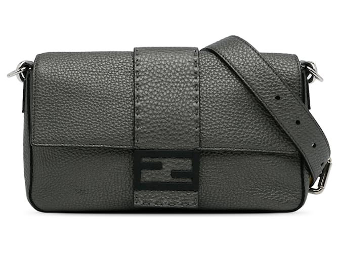Fendi Gray Selleria Convertible Waist Bag Grey Dark grey Leather Pony-style calfskin  ref.1256359