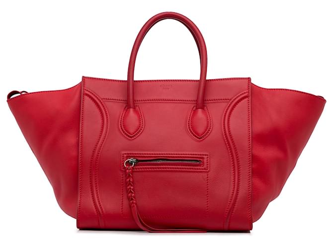 Céline Celine Red Medium Phantom Luggage Tote Leather Pony-style calfskin  ref.1256363