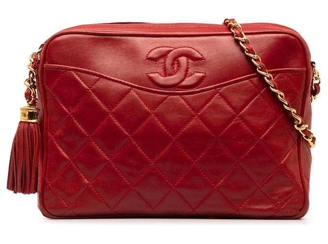 Chanel Red CC Tassel Camera Bag Leather  ref.1256366