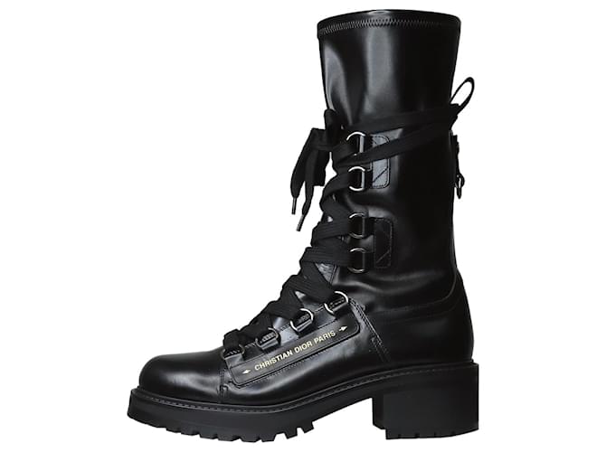 Christian Dior Black D-flight leather ankle boots - size EU 41.5  ref.1256399