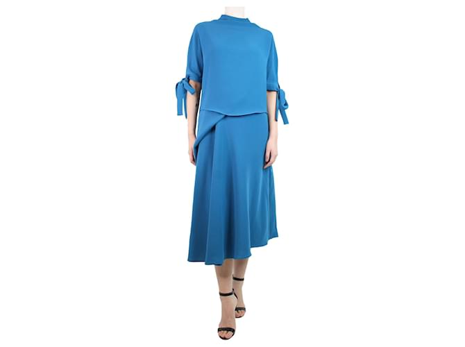 Autre Marque Blue high-neck top and midi skirt set - size UK 8 Polyester  ref.1256406