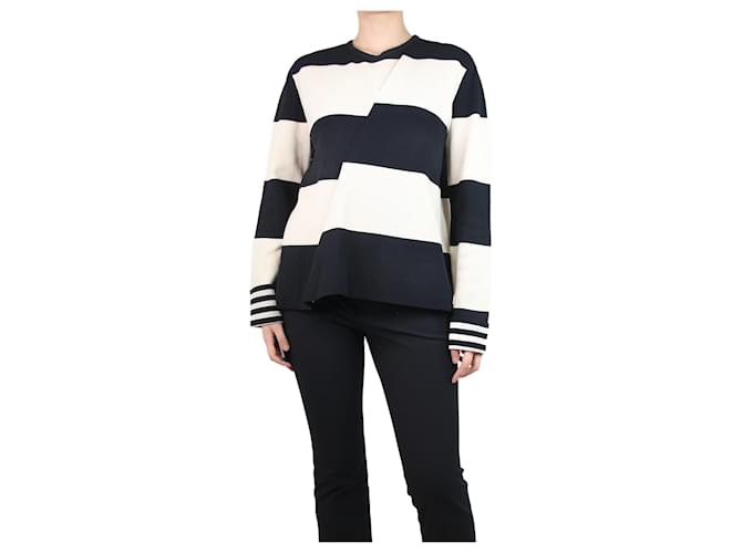 Calvin Klein Black striped asymmetric top - size M Viscose  ref.1256423