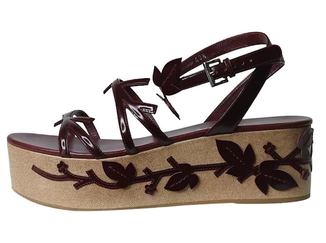 Prada Burgundy platform sandals - size EU 40.5 (Uk 7.5) Red Leather  ref.1256425