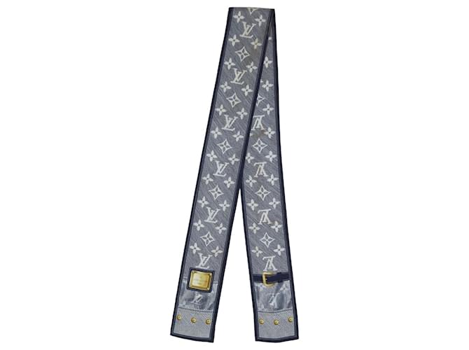 Louis Vuitton Detalhe jeans com monograma azul twilly Seda  ref.1256430