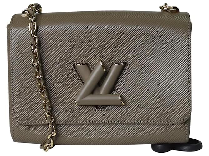 Louis Vuitton Bolsa Twist MM com corrente marrom esfumado Caqui Couro  ref.1256431