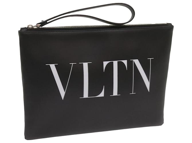 VALENTINO Clutch Bag Leather Black Auth ep3342  ref.1256457
