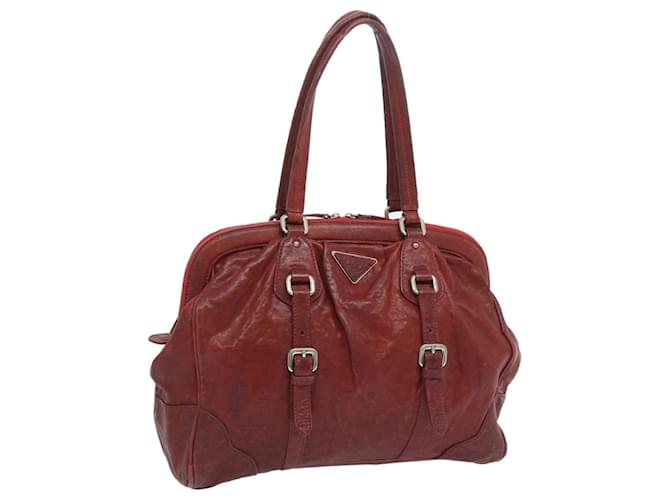 PRADA Hand Bag Leather Red Auth bs12171  ref.1256519