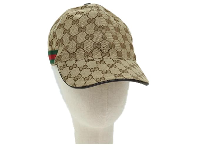 GUCCI GG Canvas Web Sherry Line Cap L size Beige Red Green 200035 Auth am5811  ref.1256530