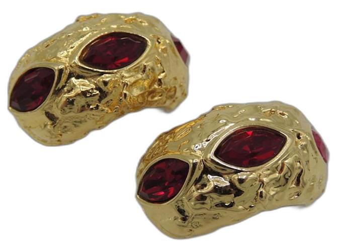 YVES SAINT LAURENT vintage clip earrings in excellent condition Red Golden  ref.1256571