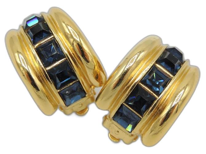YVES SAINT LAURENT vintage clip earrings Blue Golden  ref.1256572