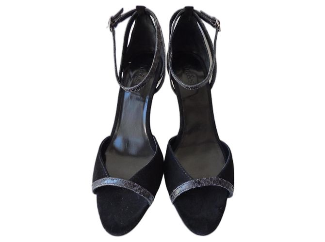 Sandales à talons hauts Ba&Sh en daim et cuir de python noir