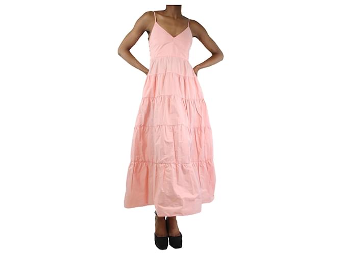 Maje Pink sleeveless tiered midi dress - size UK 8 Polyester  ref.1256610