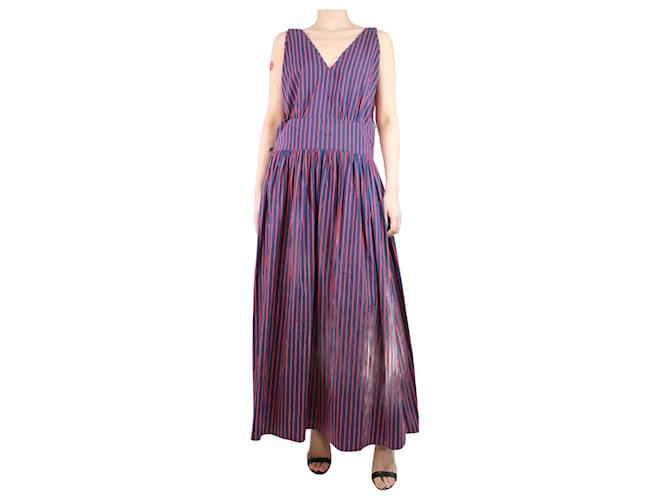 Autre Marque Blue and red sleeveless striped dress - size S Cotton  ref.1256612