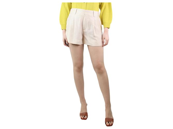Chloé Cremefarbene Shorts aus gemusterter Seide – Größe UK 10 Roh  ref.1256620