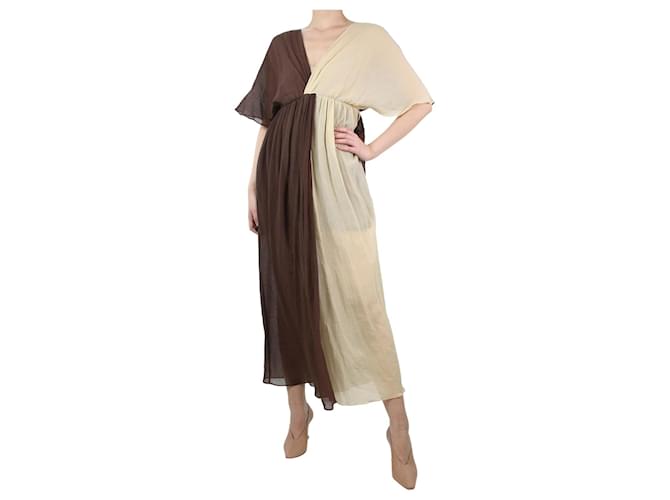 Masscob Brown and yellow two-tone dress - size M/l Cotton  ref.1256627