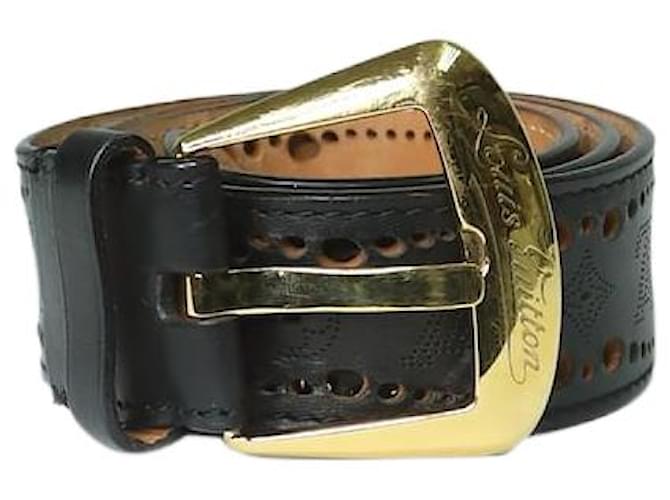 Louis Vuitton Black cutout branded belt Leather  ref.1256629