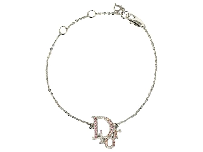 Bracelet strass logo argenté Dior Métal  ref.1256690