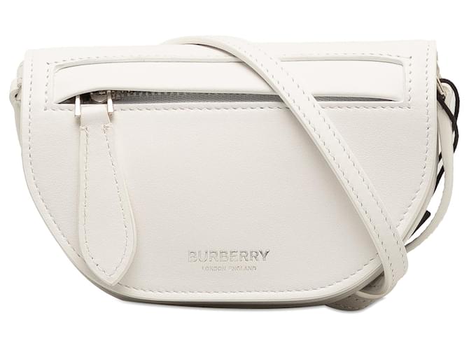Burberry White Mini Leather Olympia Crossbody Bag Pony-style calfskin  ref.1256709