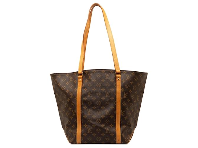 Louis Vuitton Brown Monogram Sac Shopping Leather Cloth  ref.1256710