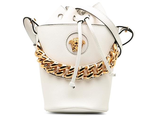 Versace White La Medusa Bucket Bag Leather Pony-style calfskin  ref.1256713