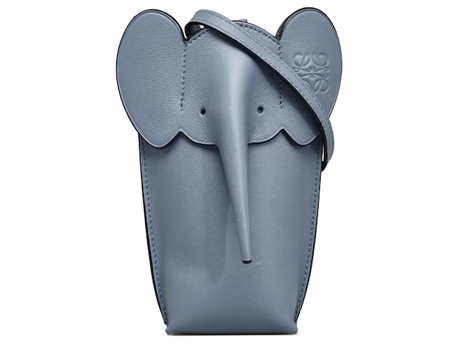 Loewe Blue Elephant Pocket Umhängetasche Blau Leder Kalbähnliches Kalb  ref.1256723