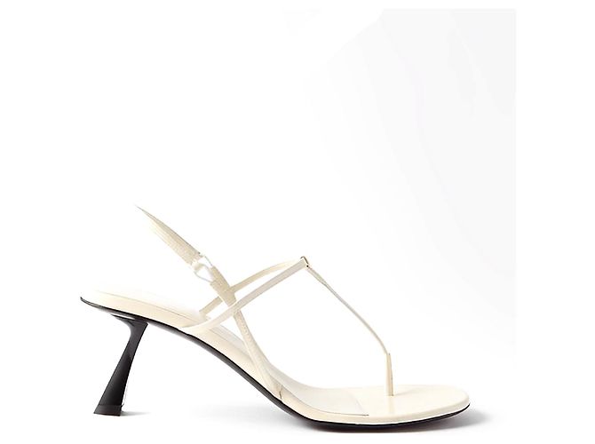 Khaite Linden 65 Leather Sandals Eggshell