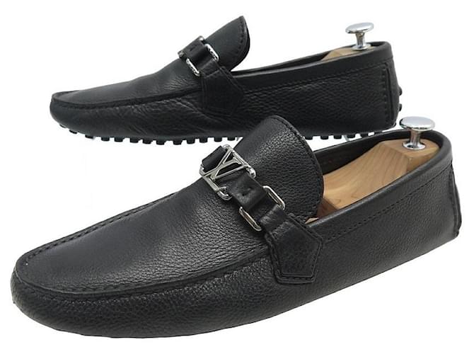 LOUIS VUITTON SHOES HOCKENHEIM MOCCASIN 7.5 41.5 LEATHER LOAFERS SHOES Black  ref.1256766
