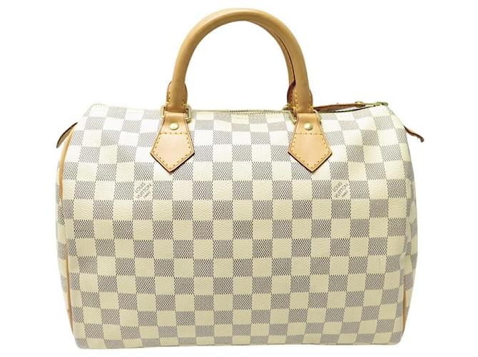 Speedy Louis Vuitton schnelle Handtasche 30 N41533 IN DAMIER AZUR CANVAS-GELDBÖRSE Weiß Leinwand  ref.1256810