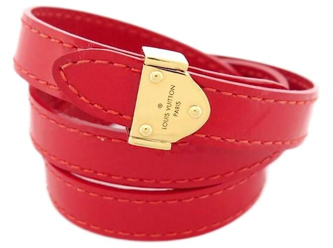 LOUIS VUITTON BRASSERIE lined TOWER M BRACELET6741 RED PATENT LEATHER BANGLE  ref.1256831