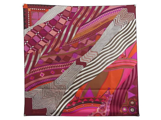 Aline Hermès NEW HERMES SCARF INDIAN COUPON SQUARE 90 IN MULTICOLOR SILK SCARF SILK Multiple colors  ref.1256842