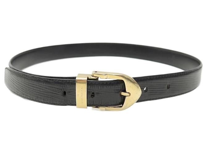 BELT LOUIS VUITTON T85 IN BLACK EPI LEATHER WITH GOLD METAL BUCKLE + BELT BOX  ref.1256845