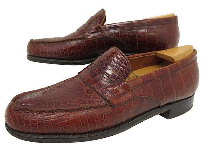 JM WESTON LOAFERS 2800 CUSTOM-MADE CROCODILE LEATHER 7b 41 end Brown Exotic leather  ref.1256873