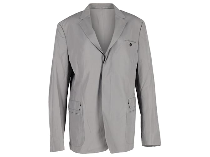 Prada Single-Breasted Jacket in Grey Cotton  ref.1256882