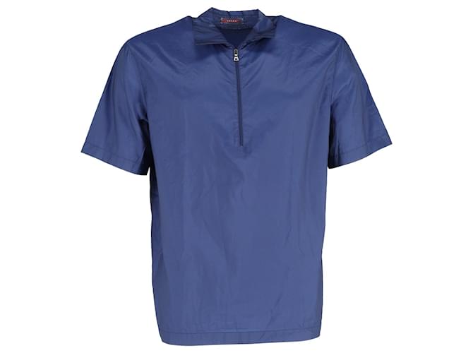 Prada Sport Kurzarm-Overshirt aus blauem Nylon Marineblau  ref.1256886