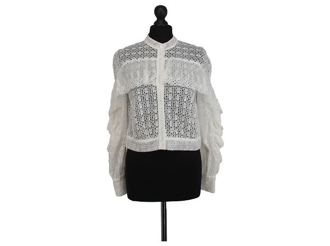 Self portrait Blusa in pizzo bianca Self-portrait a maniche lunghe Bianco