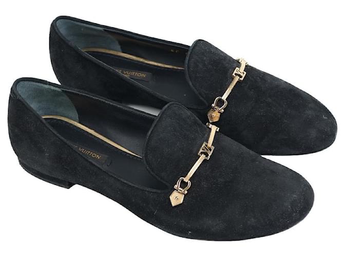 Louis Vuitton Flats Black Suede  ref.1256970