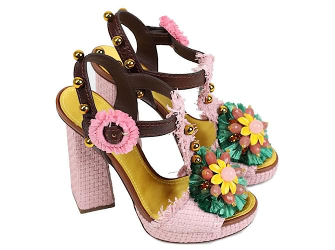 Dolce & Gabbana Sandalen Pink Leder  ref.1256978