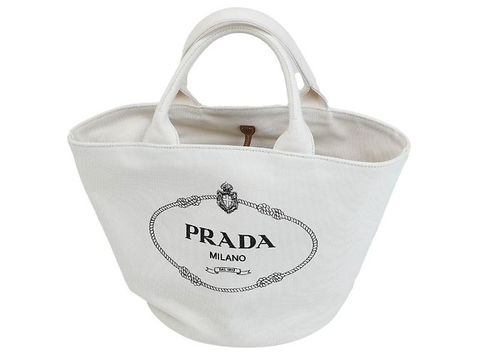 Prada Canapa shoulder bag white canvas