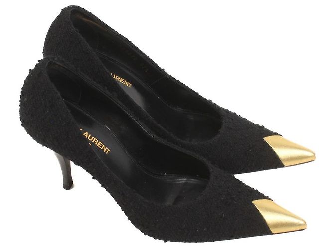 Saint Laurent Black Cloth Heels 9cm