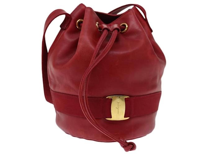 Salvatore Ferragamo Bolsa de Ombro Couro Vermelho Auth hk1086  ref.1257054