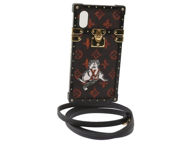 LOUIS VUITTON Transformed Monogram Cat Eye Trunk iPhone Case M63891 auth 66181 Black