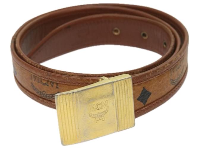MCM Vicetos Logogram Belt PVC Leather Brown Auth hk1088  ref.1257099